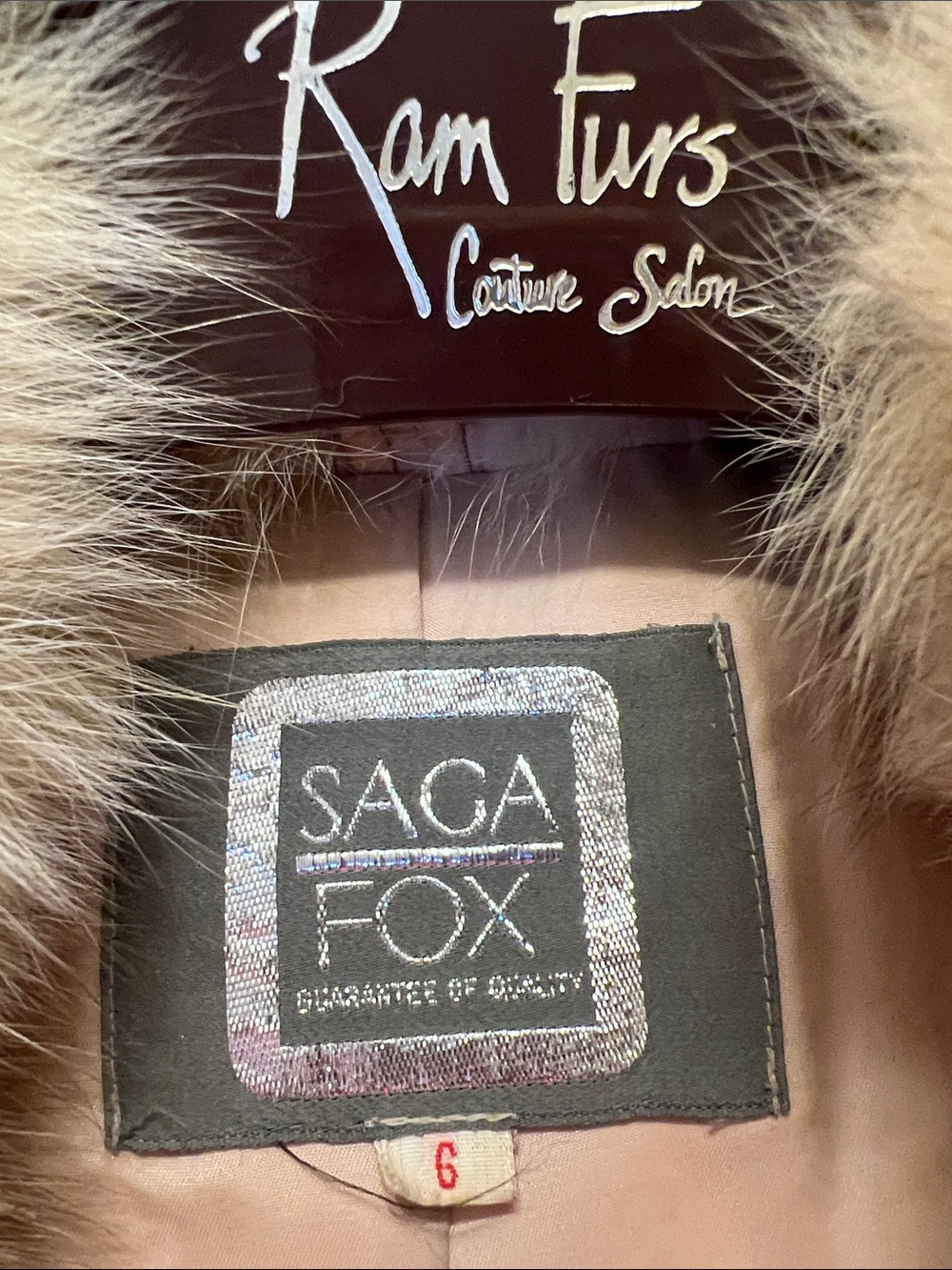 Saga Furs Long Cream Fur Coat - Picture 6 of 7